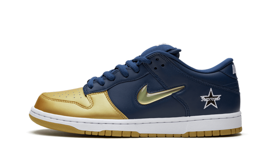 SB Dunk Low "Supreme - Jewel Swoosh Gold/Navy"