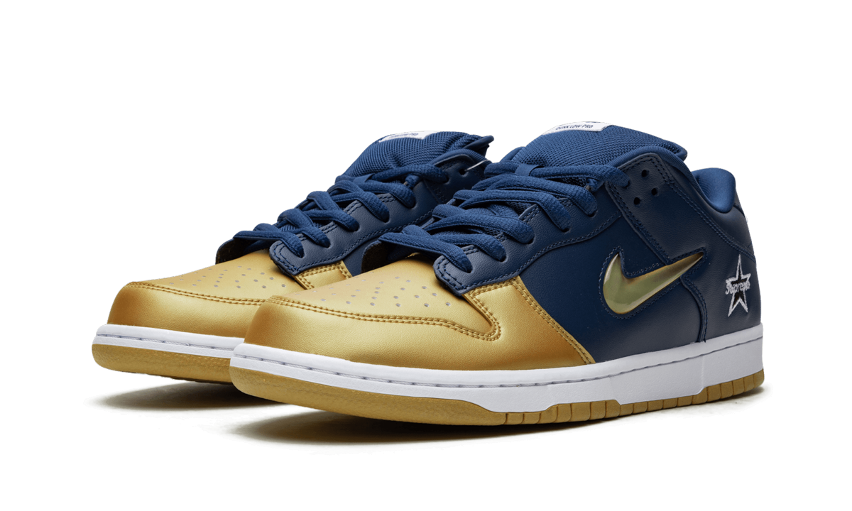 SB Dunk Low "Supreme - Jewel Swoosh Gold/Navy"