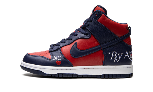 SB Dunk High "Supreme - By Any Means - Navy/Red"