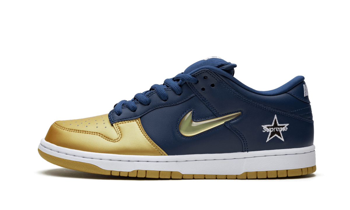 SB Dunk Low "Supreme - Jewel Swoosh Gold/Navy"