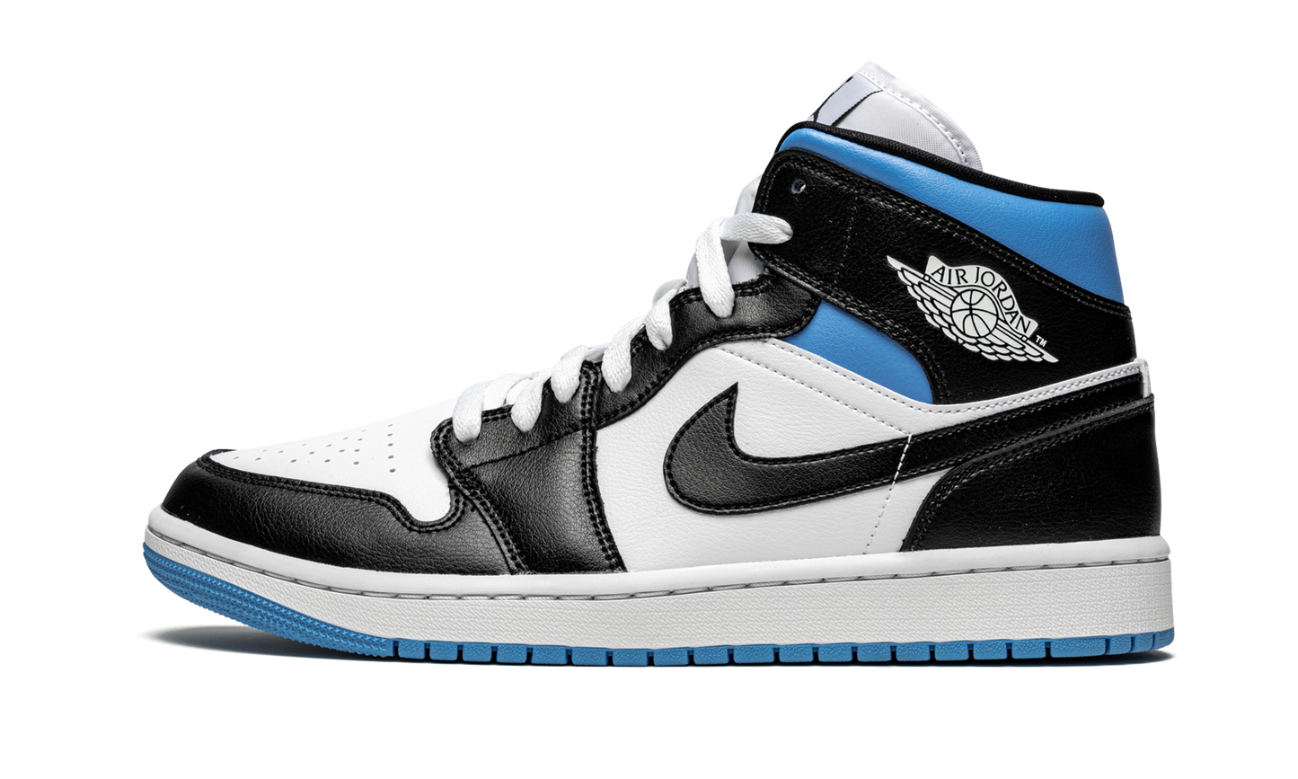AIR JORDAN 1 MID WMNS "Black / White / University Blue"