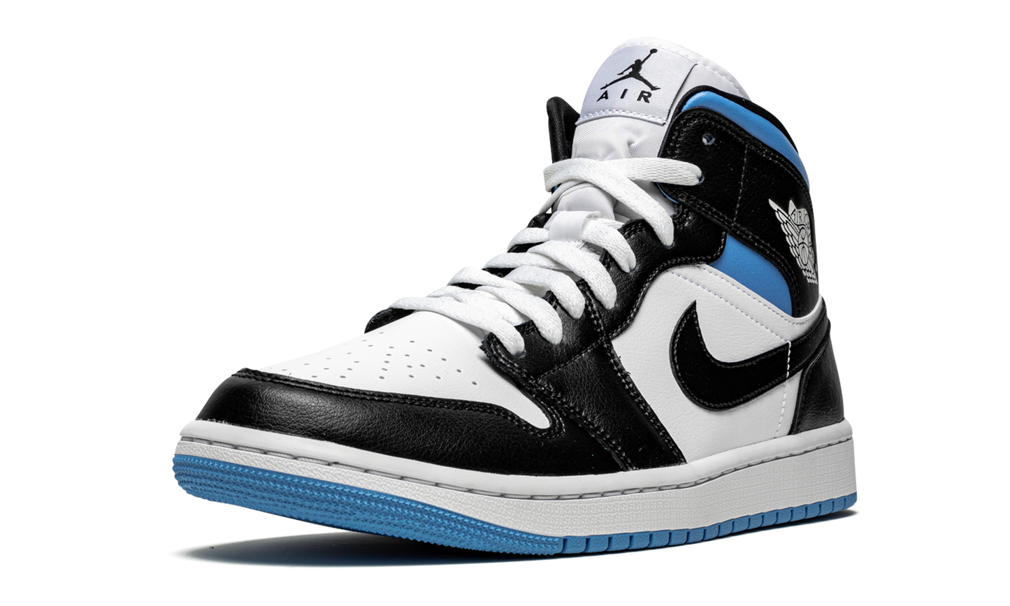AIR JORDAN 1 MID WMNS "Black / White / University Blue"