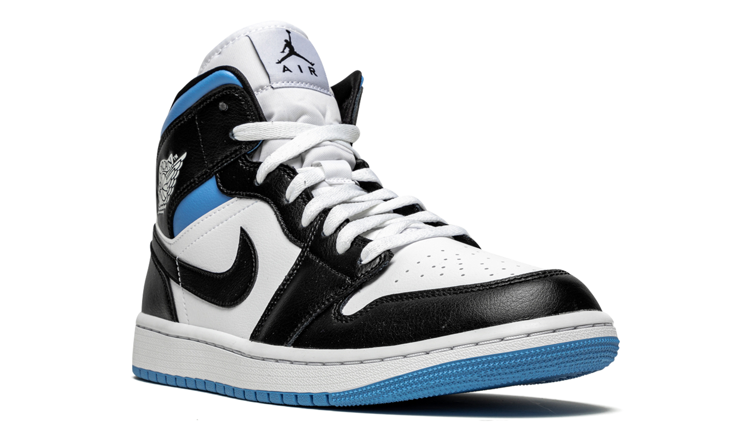 AIR JORDAN 1 MID WMNS "Black / White / University Blue"
