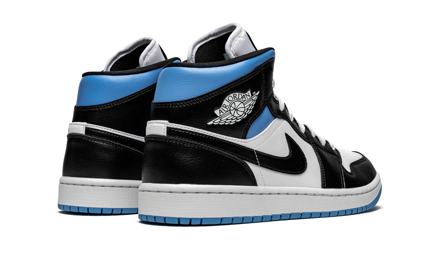 AIR JORDAN 1 MID WMNS "Black / White / University Blue"