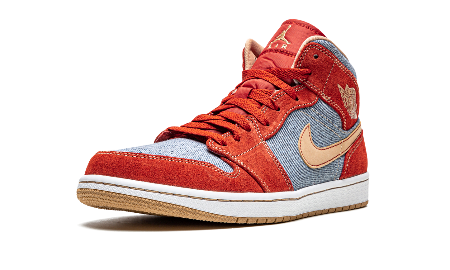 Air Jordan 1 Mid SE "Denim Red Suede"