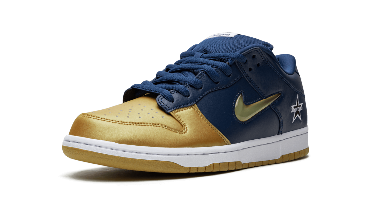 SB Dunk Low "Supreme - Jewel Swoosh Gold/Navy"