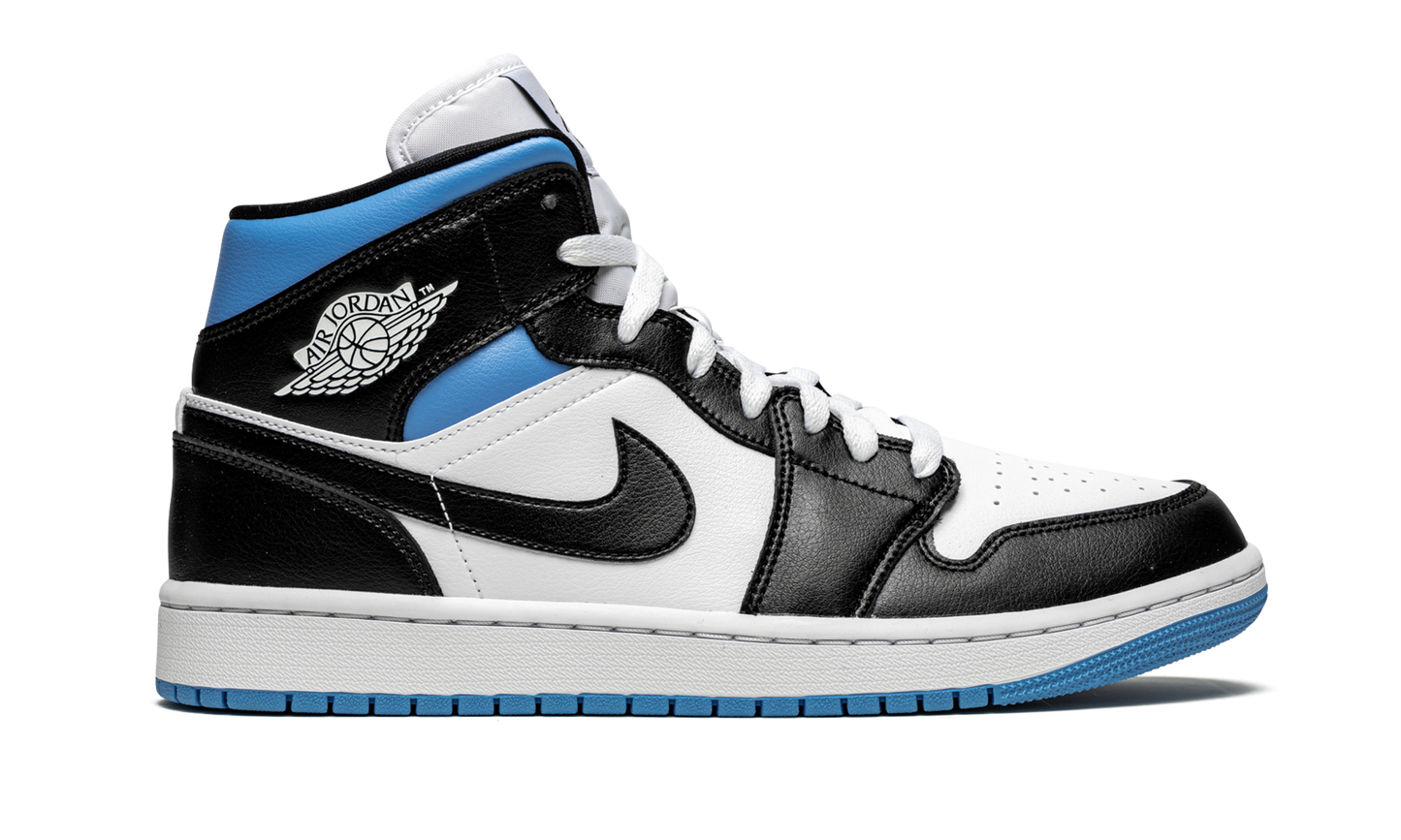 AIR JORDAN 1 MID WMNS "Black / White / University Blue"