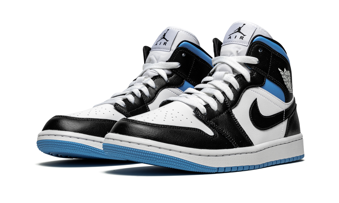 AIR JORDAN 1 MID WMNS "Black / White / University Blue"