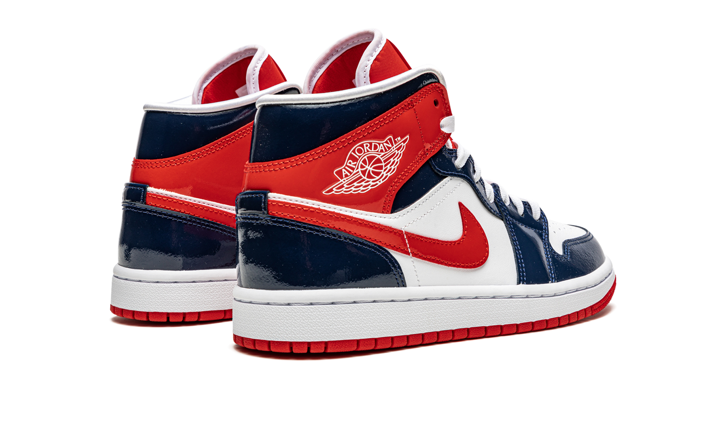 AIR JORDAN 1 MID WMNS "Patent Leather Navy / White / Red"