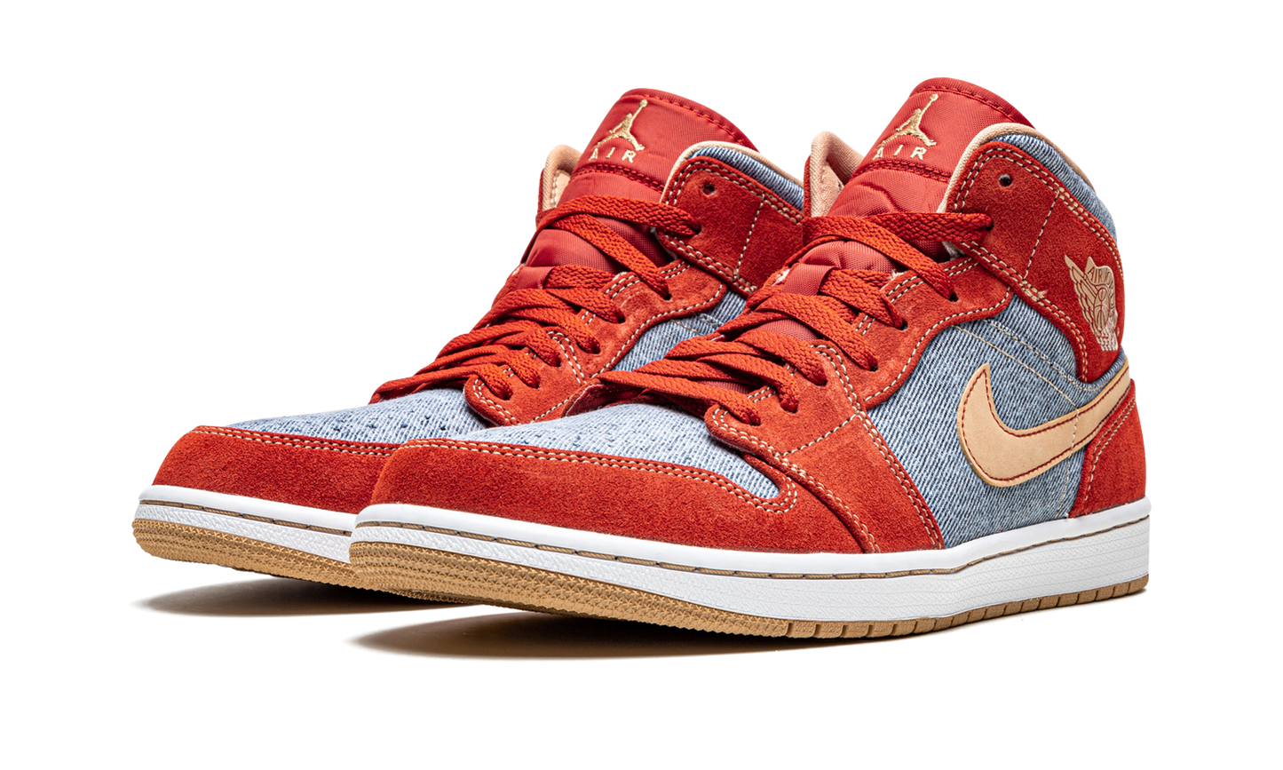 Air Jordan 1 Mid SE "Denim Red Suede"